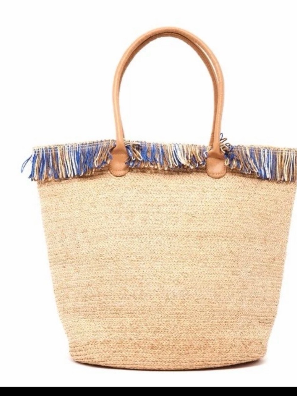 Bahia Astrid Raffia Braided
Boucle Beach Tote Bag Fringe New in packaging $240